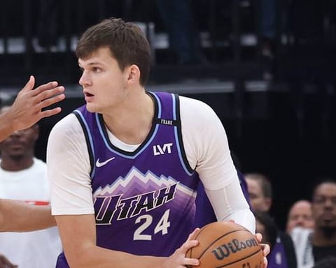 Walker Kessler of the Utah Jazz, now traded to the Los Angeles Lakers