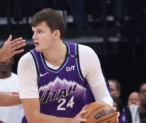 Walker Kessler of the Utah Jazz, now traded to the Los Angeles Lakers