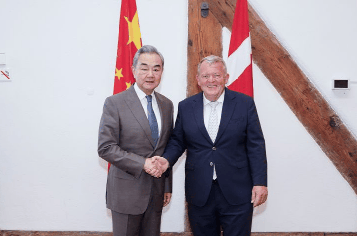 Chinese Foreign Minister Wang Yi meets Danish Foreign Minister Lars Løkke Rasmussen at bilateral talks in Copenhagen Denmark July 2026