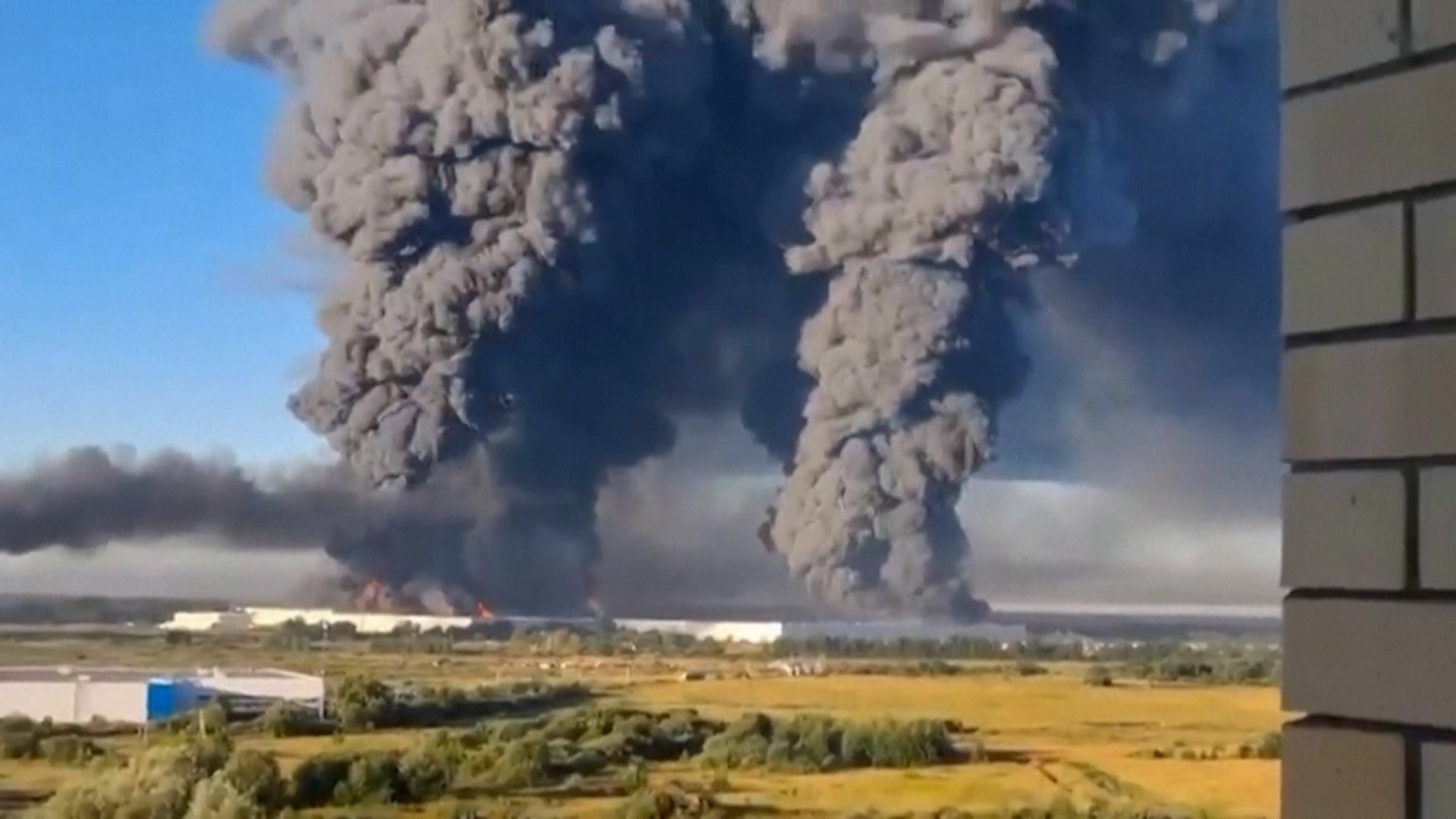 Aftermath of Ukrainian drone strike on Wildberries logistics warehouse in Russia July 18 2026