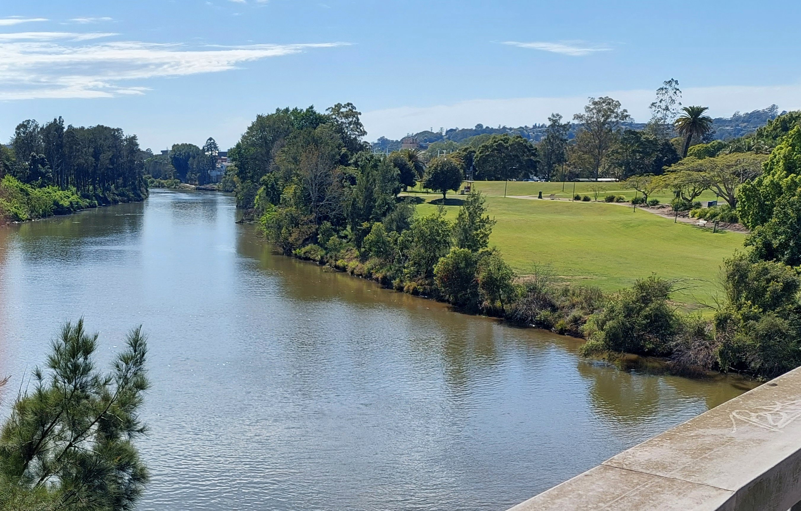 The Wilsons River and Riverside Park in Lismore, New South Wales, the waterway at the center of the region's catastrophic 2022 floods
