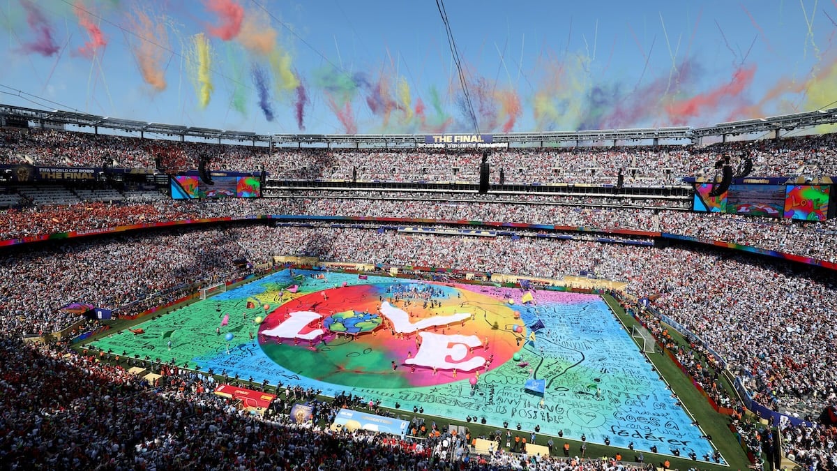 Lionel Messi and Argentina fans during the 2026 FIFA World Cup final at MetLife Stadium