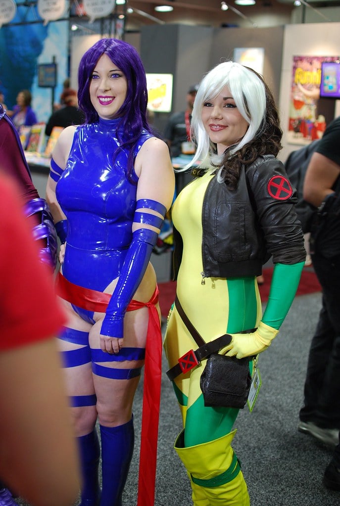 X-Men characters Psylocke and Rogue cosplay representing the mutant heroes joining the MCU in Avengers Doomsday