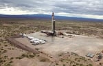 YPF drilling operations at Vaca Muerta shale formation in Neuquen province Argentina