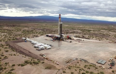 YPF drilling operations at Vaca Muerta shale formation in Neuquen province Argentina