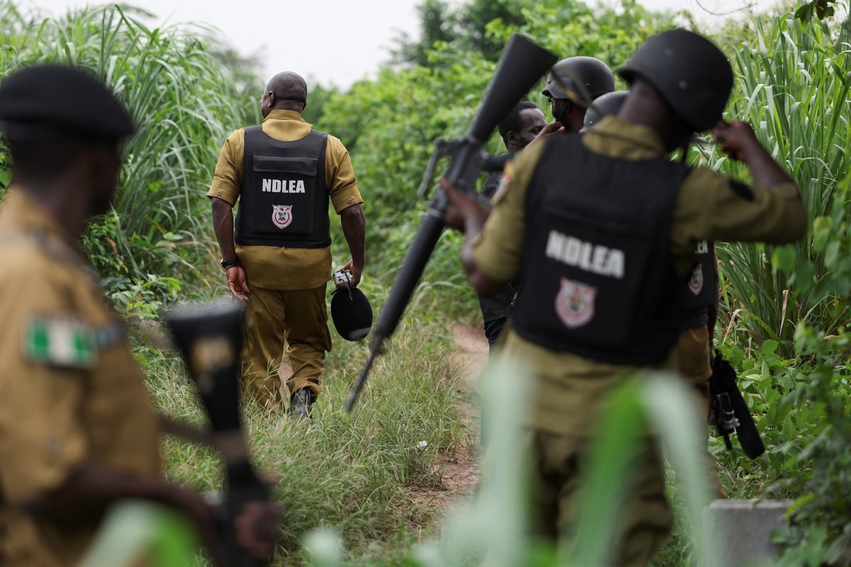 Nigerian law enforcement officers patrolling in northwest Nigeria amid banditry crisis