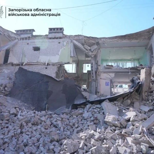 Damaged residential building in Zaporizhzhia after Russian guided aerial bomb strike