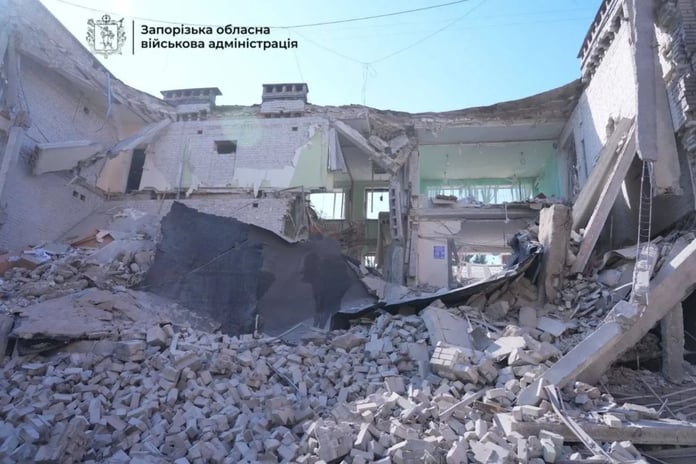 Damaged residential building in Zaporizhzhia after Russian guided aerial bomb strike
