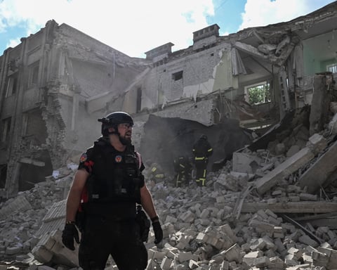 Damage from Russian strikes on residential buildings near Zaporizhzhia, Ukraine