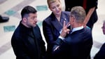 Ukrainian President Zelensky speaks with Finnish President Stubb before Senator Graham funeral at Washington National Cathedral