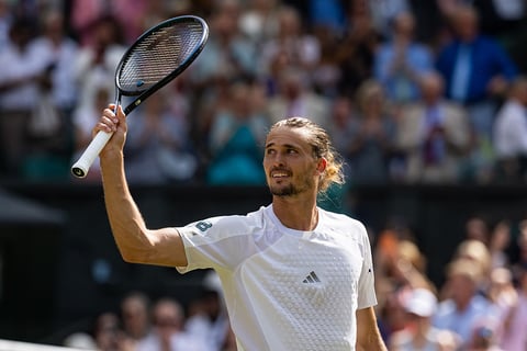 Alexander Zverev celebrates after defeating British wildcard Arthur Fery to reach the Wimbledon final