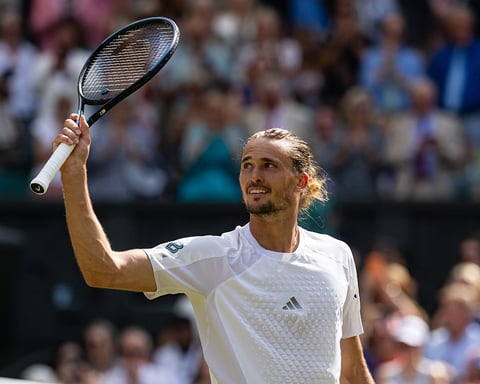 Alexander Zverev celebrates after defeating British wildcard Arthur Fery to reach the Wimbledon final