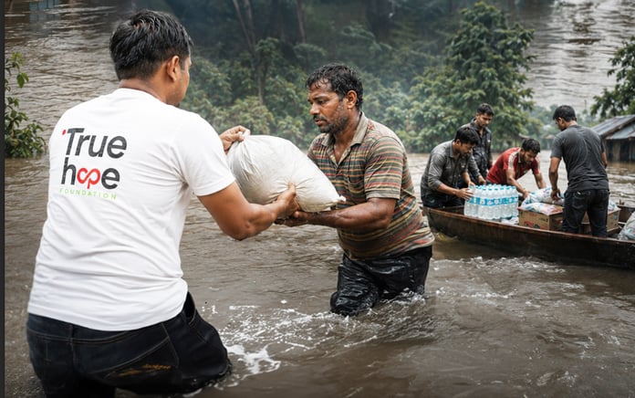 True Hope Foundation Delivers 1000 Relief Kits to Flood-Affected Families in Assam, Reaching More Than 2,000 People