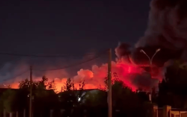 Purported aftermath of Ukraine war drone strikes in Krasnodar Krai region following attack on Afipsky Oil Refinery August 2026