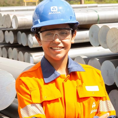 Alcoa aluminum production facility showing molten metal smelting operations