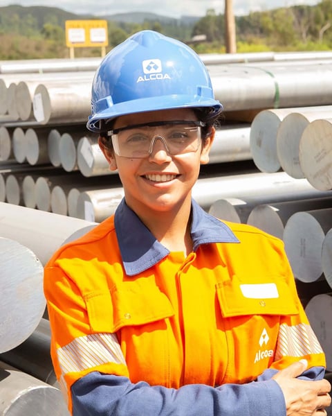 Alcoa aluminum production facility showing molten metal smelting operations
