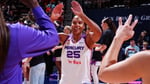 Alyssa Thomas at her No. 25 jersey retirement ceremony at the Connecticut Sun on August 7 2026