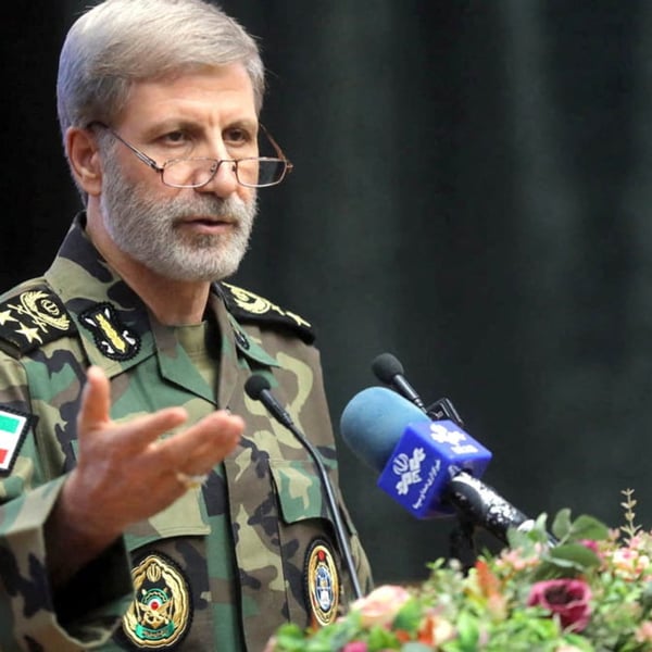 Amir Hatami, commander in chief of the Iranian Army, speaking during a meeting with military academy students in Tehran