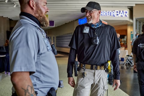 Axon Enterprise security personnel with counter-drone equipment