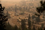 Smoke from the Bald Range wildfire blanketing the outskirts of Penticton in British Columbia Okanagan region