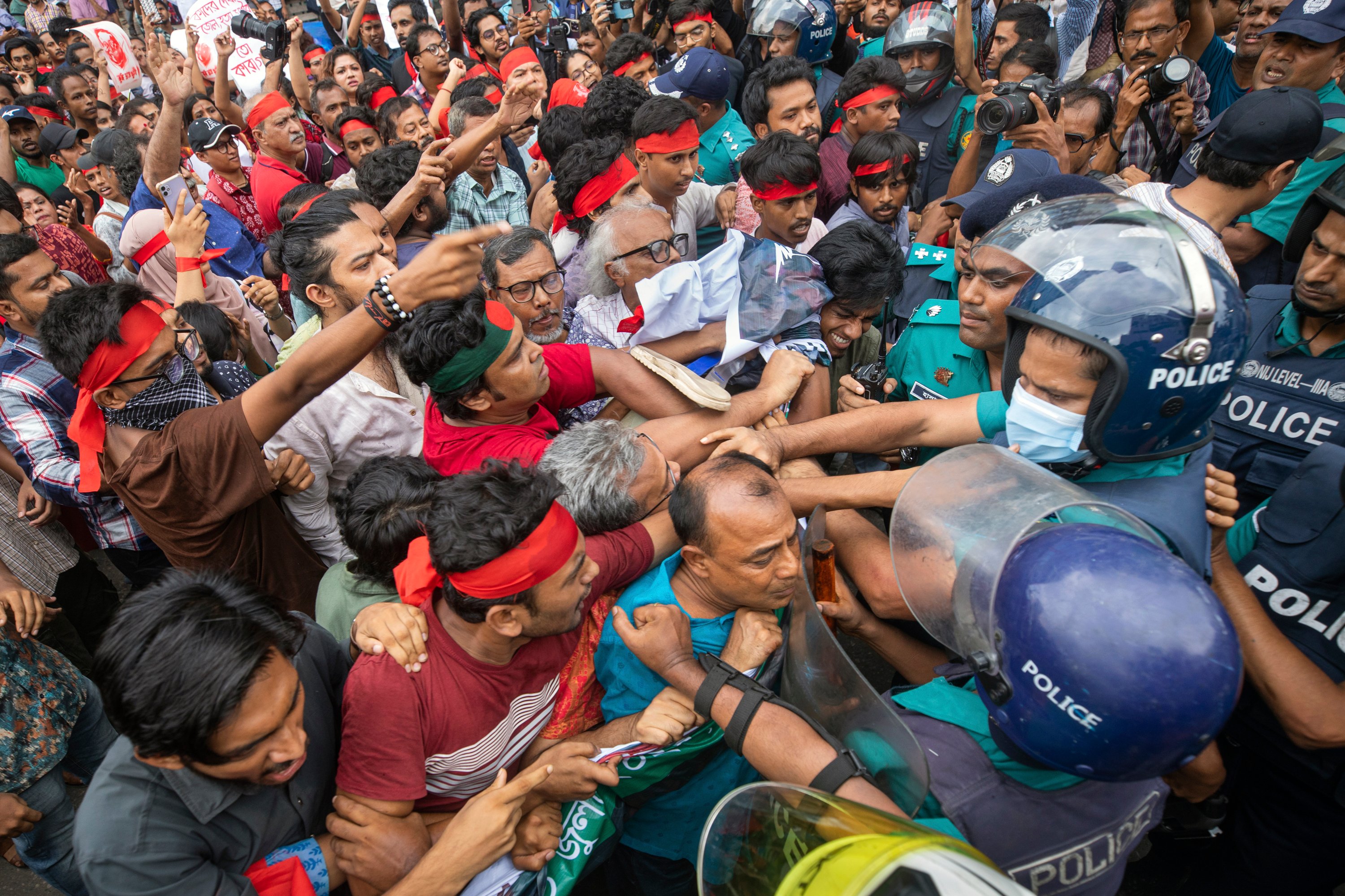 Activists clash with police during the 2024 student uprising in Dhaka, Bangladesh, that forced Sheikh Hasina from power