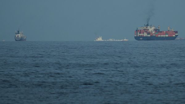Cargo and container ships navigating the Black Sea shipping lane