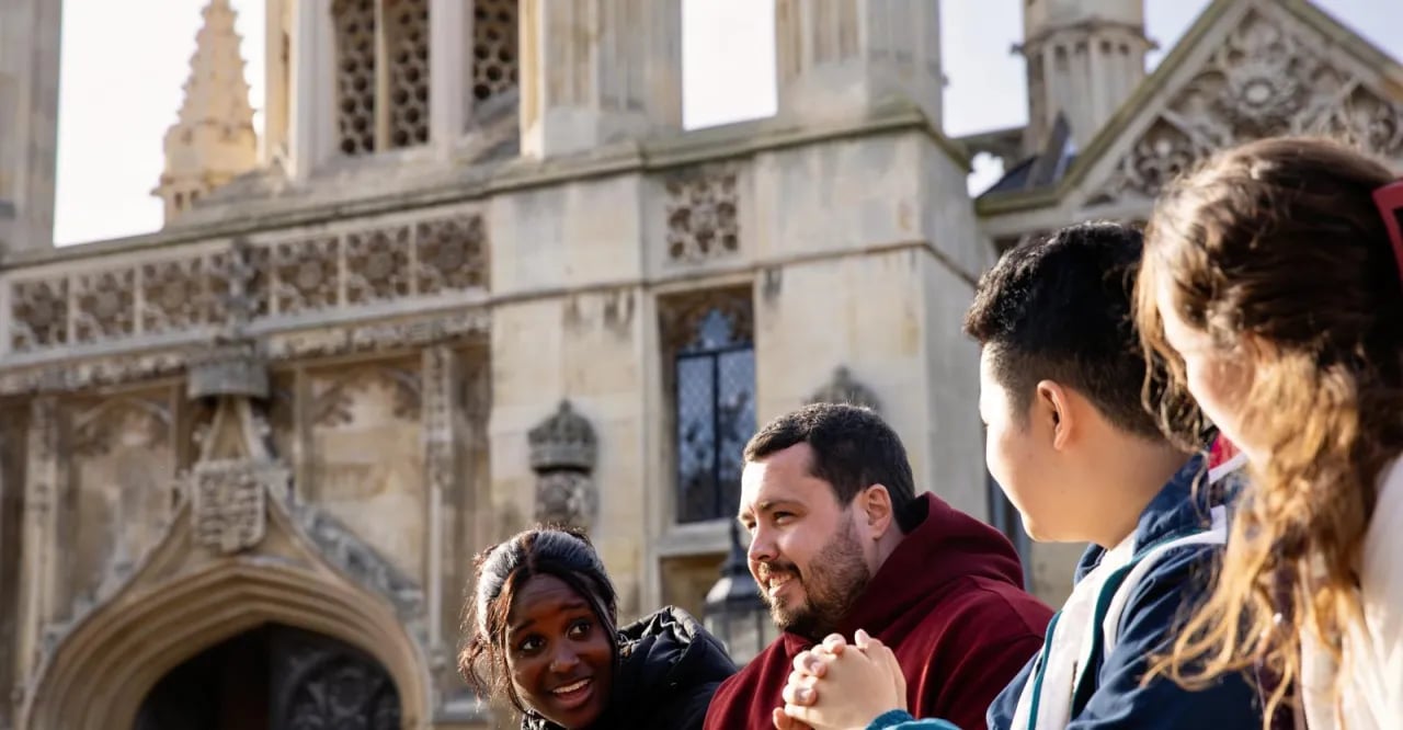 Students at Cambridge University campus, one of the UK's most historic institutions