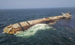 The half-sunken oil tanker Caroline Bezengi, a sanctioned Russian shadow fleet vessel, adrift off the coast of Oman after a June 2026 explosion