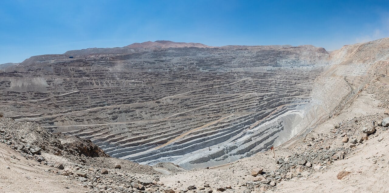 Chuquicamata open-pit copper mine in Calama, Chile, the world's largest copper mine and a key source for China's copper supply