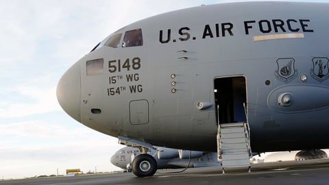 US Air Force C-17 Globemaster transport aircraft used for CIA Director John Ratcliffe secret Moscow trip