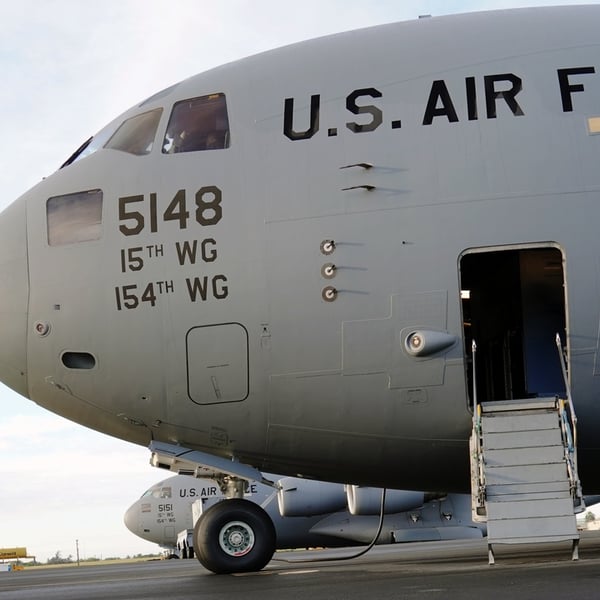 US Air Force C-17 Globemaster transport aircraft used for CIA Director John Ratcliffe secret Moscow trip