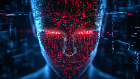 Digital interface representing artificial intelligence models interacting with code and online systems during safety testing