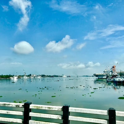 Cochin Shipyard in Kochi seen from the Venduruthy Bridge