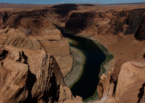 Aerial view of the Colorado River at Horseshoe Bend in Page, Arizona