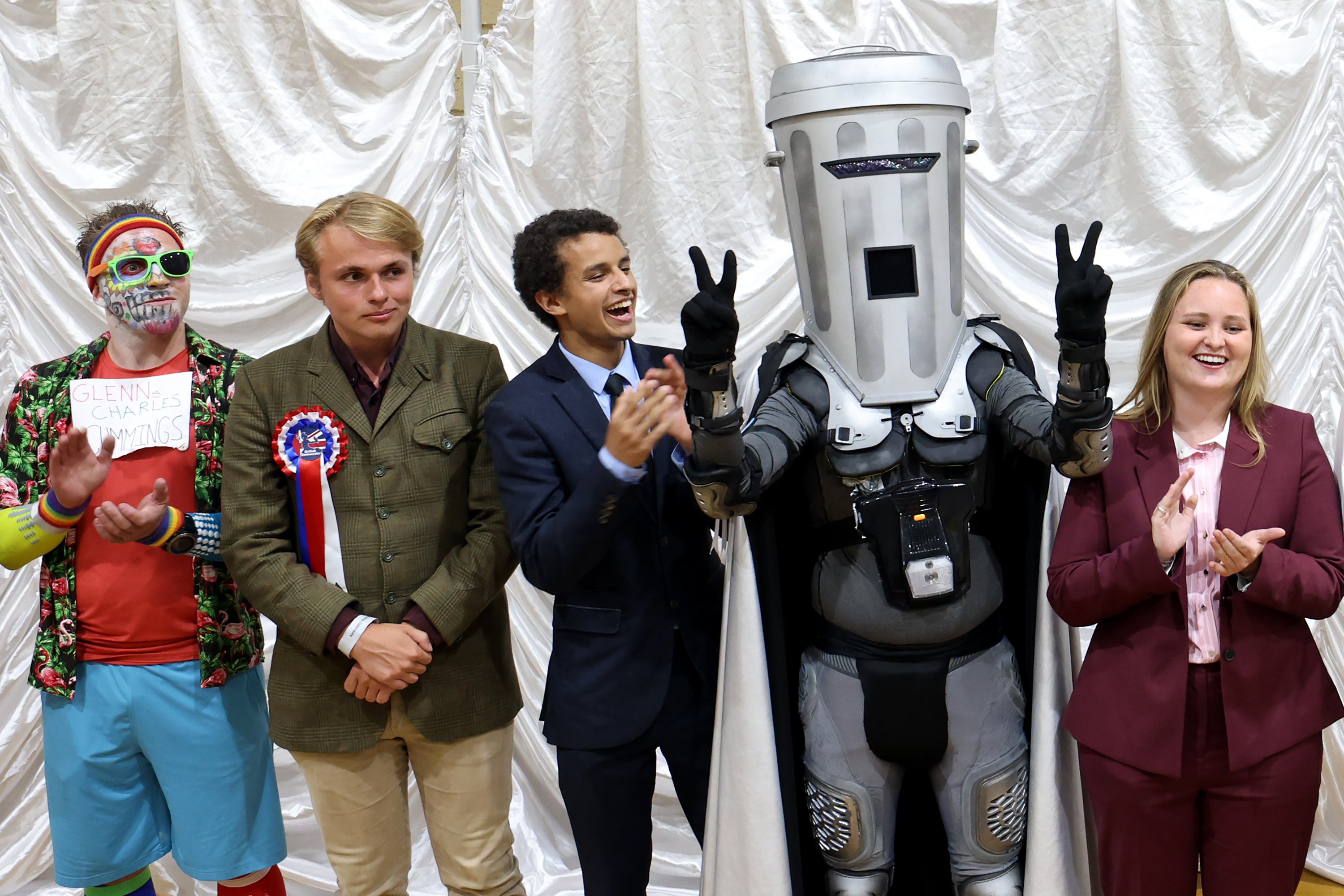 Count Binface comedian Jon Harvey at the Clacton by-election count August 2026