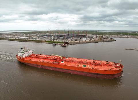 Crude oil price today, August 27, 2026: a crude oil tanker at Port Arthur, Texas, the US Gulf Coast refining hub where WTI-priced barrels are landed