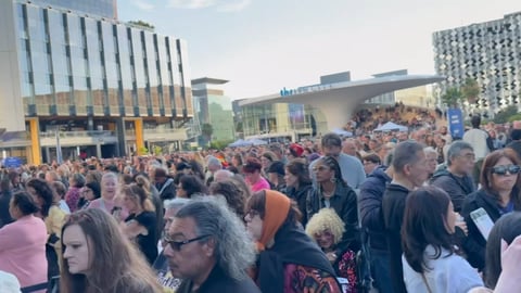 Fans outside Chase Center in San Francisco after Earth Wind and Fire postponed their concert due to a medical emergency on August 7 2026