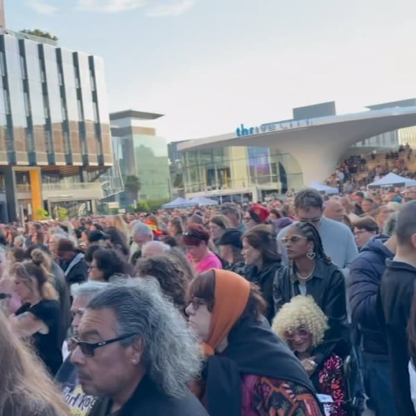 Fans outside Chase Center in San Francisco after Earth Wind and Fire postponed their concert due to a medical emergency on August 7 2026