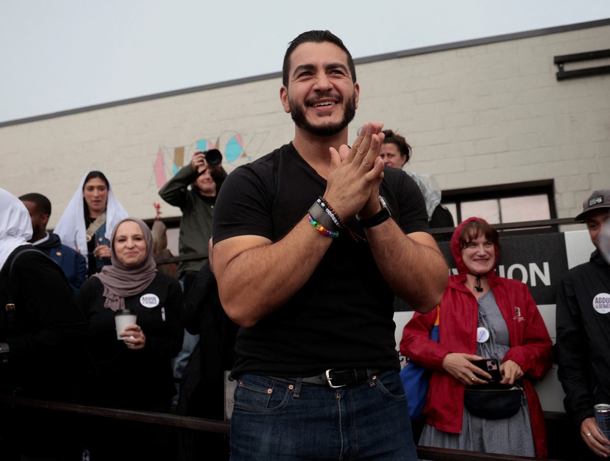 Abdul El-Sayed speaks at campaign rally in Detroit Michigan after winning the Democratic Senate primary
