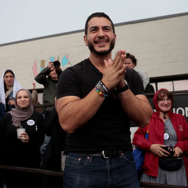 Abdul El-Sayed speaks at campaign rally in Detroit Michigan after winning the Democratic Senate primary