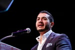 Abdul El-Sayed speaks during election night rally in Detroit Michigan after winning Democratic Senate primary August 5 2026