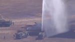 Marine Corps F-35B Lightning II crash debris at MCAS Miramar flight line San Diego