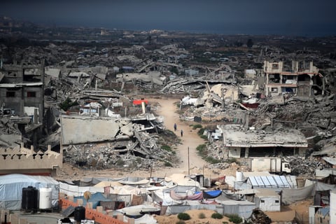 Gaza City Tel al-Hawa neighborhood rubble after Israeli bombardment August 2026