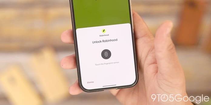 Close-up of a finger on a Google Pixel 9 Pro fingerprint sensor, representing passkey biometric authentication that Unit 42 researchers found can be bypassed