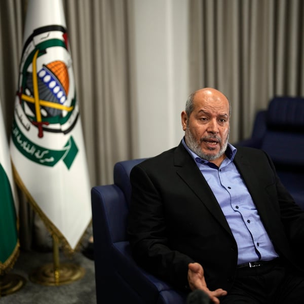 Hamas chief negotiator Khalil al-Hayya during an April 2024 interview in Istanbul