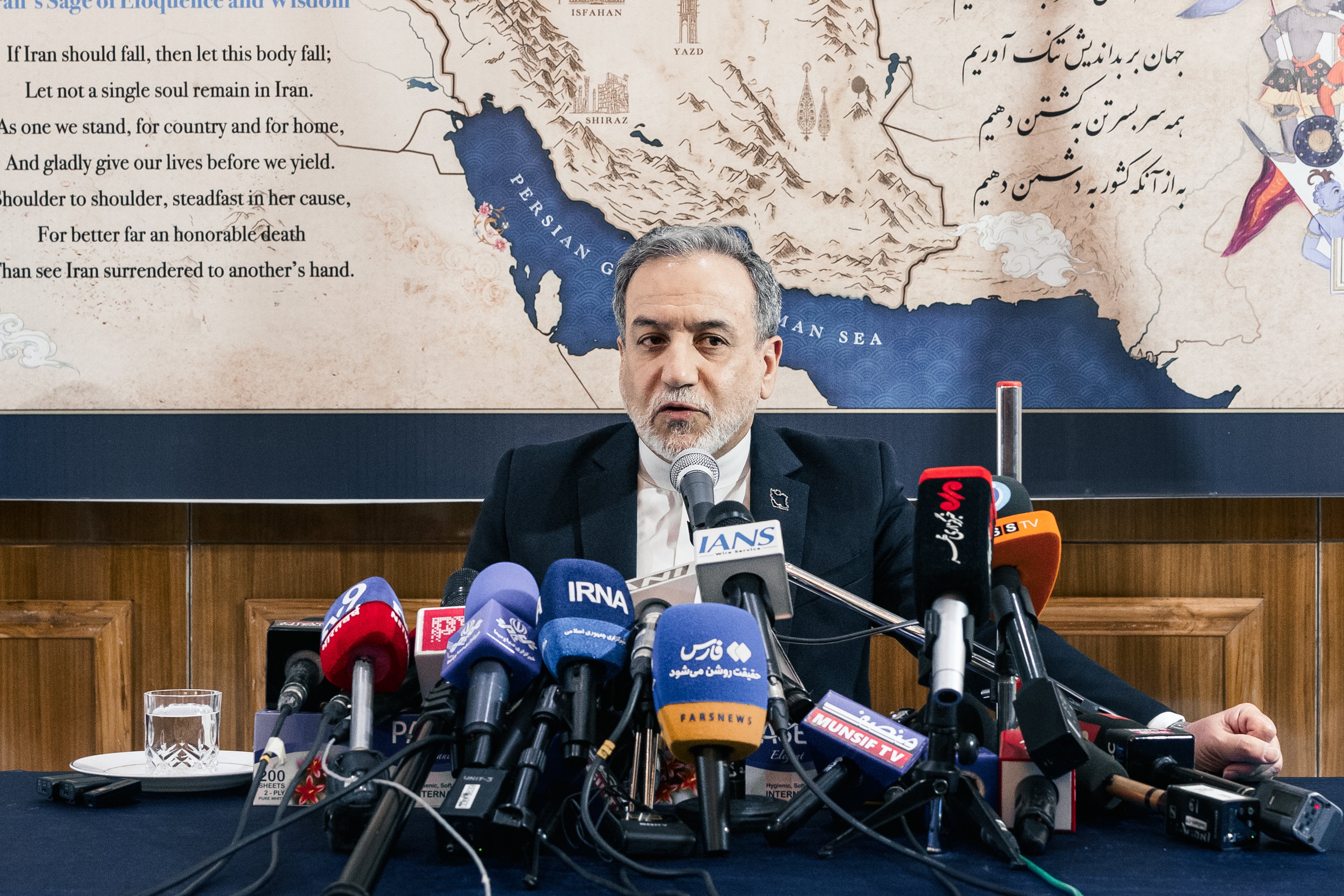 Iran Foreign Minister Abbas Araghchi press conference New Delhi India May 2026