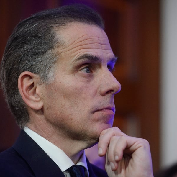 Hunter Biden and Joe Biden at a White House Hanukkah reception in December 2024