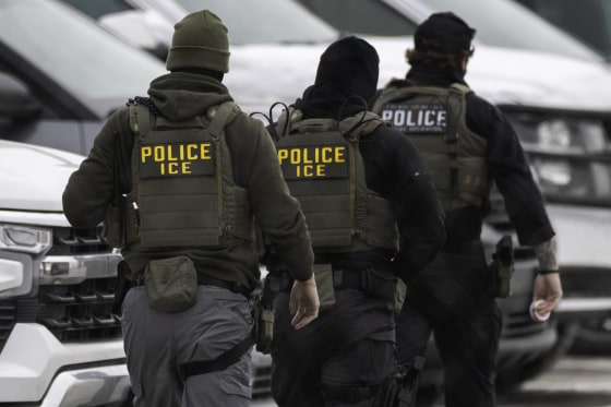 US Immigration and Customs Enforcement agents during immigration enforcement operation in Minneapolis