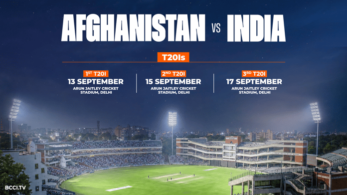 India vs Afghanistan T20I series 2026 confirmed for September 13-17 at Arun Jaitley Stadium New Delhi