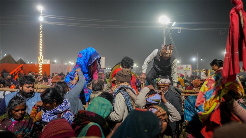 Rescue workers and emergency services at the Ashok Dham temple site in Lakhisarai Bihar after the fatal stampede during Shravan